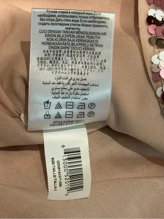 BCBGAMAXAZRIA Women’s Multi Color Sequin V-Neck Stripped Wrap Dress Size 2 - Picture 9 of 11